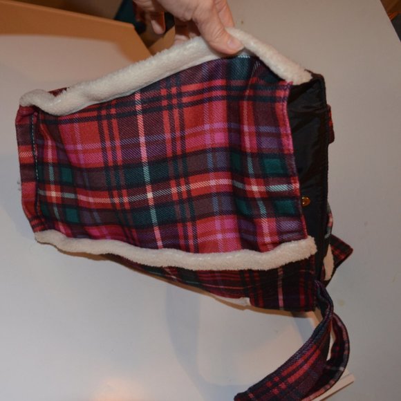 VS Victoria's Secret Distr. Polyester Tote Plaid Red-Black-Green Hand Bag Large - Picture 7 of 8